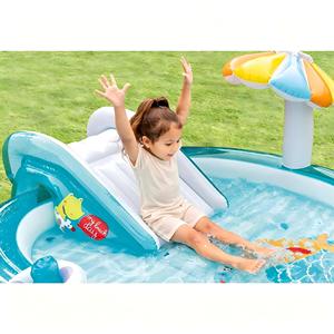 Inflatable Round Eco-Friendly PVC Water Play Center Kids Slide & Sprinkler <b>Pool</b> Outdoor Backyard Summer Toy - Product Image 6