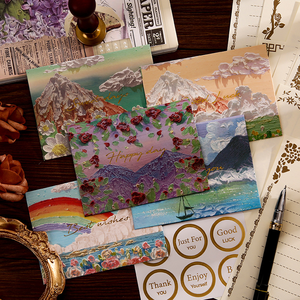 Enveloppe de <span class=keywords><strong>peinture</strong></span> à l'huile personnalisée créative estampage arc-en-ciel <span class=keywords><strong>littérature</strong></span> papier à en-tête pour des vacances promotionnelles - Product Image 1