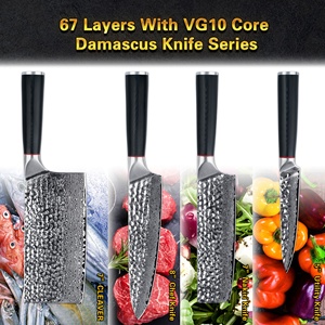 10% de descuento Cuchillo de carne japonés de acero <span class=keywords><strong>damasco</strong></span> VG10 de 5 pulgadas con mango redondo G10, 67 capas y hoja martillada, cuchillo de cocina multiusos - Product Image 5