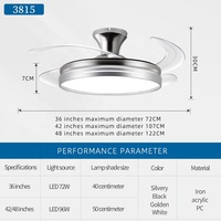 Ventilateur de plafond LED intelligent moderne avec moteur DC, rétractable, télécommande invisible, pour maison et bureau – Grande Vente