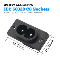 Prise d'entrée LANZMFG LZ-8-7BS1 noire à 2 broches IEC320 C8 à visser, connecteur CA 250V 2.5A, adaptateur de montage sur panneau électrique
