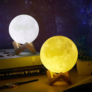 3D <span class=keywords><strong>Moon</strong></span> LED Lighting lampada da scrivania in legno luce regalo ricaricabile remote/touch/tap luce USB per una facile illuminazione a colori con base in legno - Product Image 5