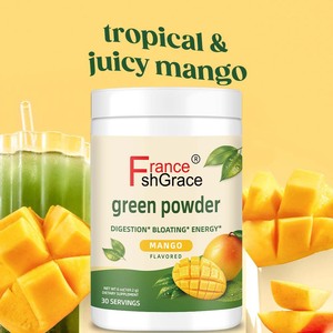 Nutraceutical Green Powder Supplement Manufacturer with Probiotics and Digestive Enzymes Gut Health Mango Flavor Green Powder - Product Image 2