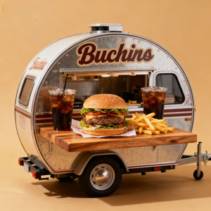 Camion de restauration rapide, bar mobile, remorque à glaces, café mobile, cuisine mobile en acier inoxydable, remorque alimentaire vintage avec équipement complet - Product Image 4