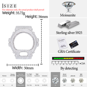 Luxury Men's Hip Hop Jewelry Shock Accessories 925 Sterling Silver VVS Moissanite Diamond Iced Out <strong>Watch</strong> Bezel <strong>Case</strong> for DW6900 - Product Image 6