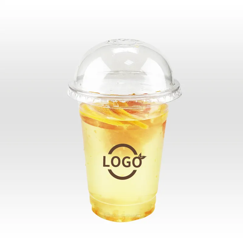 Custom Logo Accept Disposal Transparent 12 16 20 24 32 oz Clear PET Plastic Coffee Cup