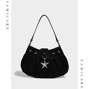 2025 가을 겨울 빈티지 다크 브라운 인조 스웨이드 겨드랑이 가방 독특한 Y2K 스타 스타일 싱글 숄더 크로스 바디 백 여성 프리미엄 핸드백 - Product Image 1