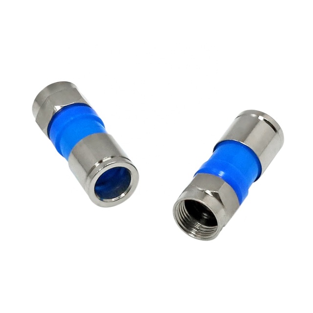 Manufacturer's Blue RG 6 Male F Compression Connector Waterproof Plug Socket Type Coaxial RF F-Type F-Connectors