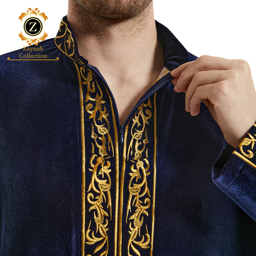 Zaynab Man Thobe Man Muslim Embroidery Open Abaya Thobe LongThobe
