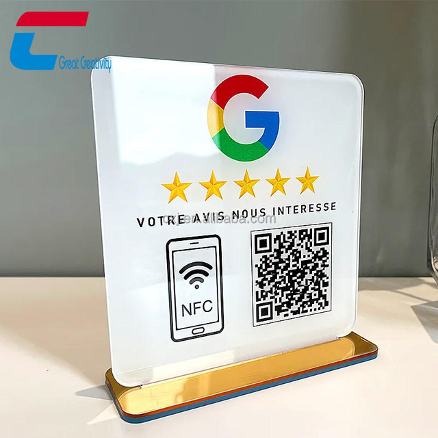 Customized Acrylic NFC Stand Touchless Nfc Display Stand Menu Qr Code Google Review Stand