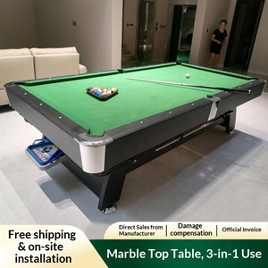 Table de <span class=keywords><strong>billard</strong></span> et de piscine multifonctionnelle personnalisable, surface en marbre, design américain deux-en-un, 2,44x1,32m pour usage domestique - Product Image 2