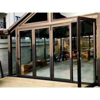 Puerta Plegable de Aluminio de Alta Eficiencia Energética, Doble Acristalamiento, Aislamiento Térmico, Diseño Tropical, 5 Años de Garantía, para Patio Exterior, Villa