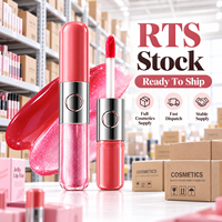 RTS Rouge à lèvres et brillant à lèvres double embout 5+5ml 2-en-1 Velours Mat Scintillant 4 Teintes Faible MOQ 2 pièces Vente en gros Logo personnalisé