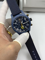 Montre mécanique automatique de luxe haut de gamme pour homme, style pilote, boîtier en céramique bleue, chronographe, calendrier, semaine, réserve de marche, haute qualité