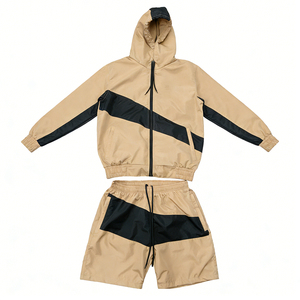 <span class=keywords><strong>Tuta</strong></span> Antivento Professionale Personalizzata con Logo, Colore Kaki, Stile Gorpcore Techwear, Set 2 Pezzi con Pantaloncini, Giacca Impermeabile con Cappuccio OEM - Product Image 3