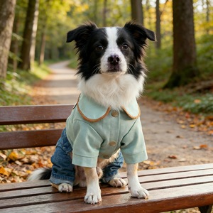 Salopette élégante de style britannique avec col à nœud et bretelles pour petits chiens et chats - Product Image 3