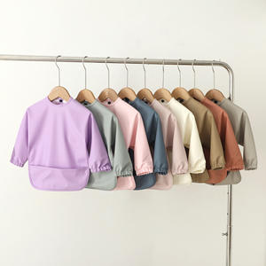 Nieuwe aanwinst: aanpasbare, waterdichte baby-slabbetjes voor peuters, BPA-vrij, makkelijk schoon te maken, voedingseschort met lange mouwen, ademend PU - Product Image 2