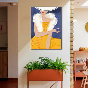 Dipinto su Tela di Donna Elegante in Abito Giallo, Stile Vintage, Stampa HD per Decorazione Camera da Letto e Vanità - Product Image 1