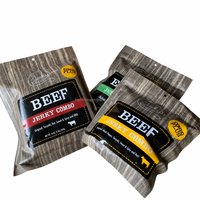 Sacs personnalisés refermables à fermeture éclair de qualité alimentaire pour Biltong et viande séchée (14g, 50g) – Emballage pour snacks de viande séchée avec fenêtre