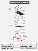 Échafaudage mobile en alliage d'aluminium à assemblage rapide pour travaux en hauteur de 2 à 6 m dans les halls d'hôtels et d'agréments