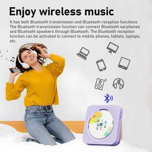 Portable BT 5.0 CD Player with FM Radio USB AUX Playback HiFi Sound LED Display Wireless <b>Remote</b> <b>Control</b> for Home Desktop - Product Image 5