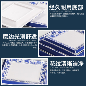 จานเมลามีนทรงสี่เหลี่ยม ลายดอกไม้สีน้ำเงินขาว ทนทาน ใช้ในเชิงพาณิชย์ - Product Image 5