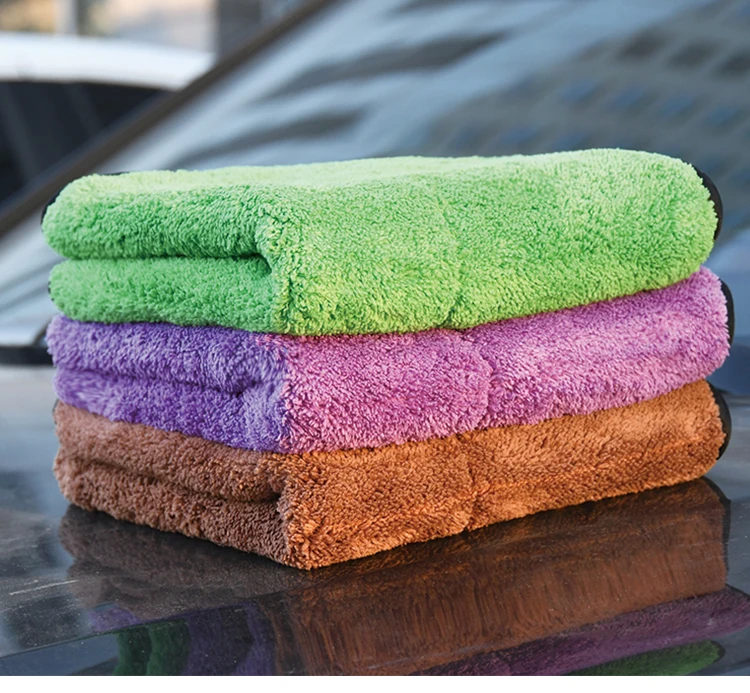 1pc Green Thickened Ultrafine Fiber Car Wash Towel, Absorbent Coral Fleece  Car Cleaning Cloth