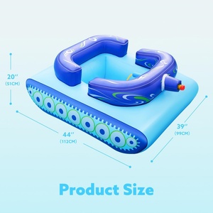 ห่วงยางเป่าลม PVC รูปทรงถังพร้อมปืนฉีดน้ำ ขนาด 44*39*20 นิ้ว สีฟ้า สำหรับเด็ก สนุกกับการเล่นน้ำในสระว่ายน้ำช่วงฤดูร้อน - Product Image 2