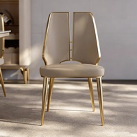 Chaise de salle à manger en cuir de luxe nordique moderne avec certification CE européenne pour hôtel, appartement, villa, école et salle de bain