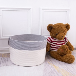 Cestini portaoggetti pieghevoli Extra Large fatti a mano cestino in corda di cotone tessuto per bambini giocattolo per bambini cesto per biancheria regalo con manici - Product Image 6
