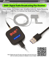Erisin ES384 Nouveau récepteur DAB USB Adaptateur de module d'antenne DAB + externe pour Android 6.0 vers Android 13 Autoradio stéréo