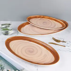 Custom Hand Painted Decor Dinner Plates Tray Ceramic Oval Serving Platters for Hotel Restaurant