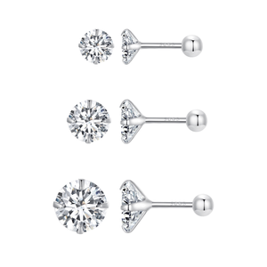 Pendientes de Plata de Ley 925 con Circonita de Lujo, Diseño Geométrico Sencillo, Joyería de Moda para Piercing Corporal, Accesorios para Fiestas Infantiles - Product Image 1