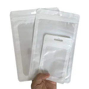 Custom White Smell Proof Three Side Seal Mylar Aluminum Foil Window Colorful Packaging Zip Bag Resealable Ziplock Pouches