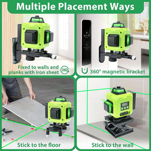 360 °   جهاز تسوية بالليزر مع حامل ثلاثي القوائم قابل لإعادة الشحن، أداة ليزر ذاتية التسوية بخطوط متقاطعة، جهاز تسوية ليزر أخضر بزاوية واسعة لتعليق الصور - Product Image 3