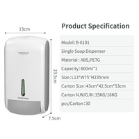 Distributeur de savon mural verrouillable en ABS de 800 ml pour applications hôtelières, domestiques et commerciales, OEM ODM acceptés