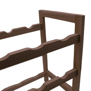 Portabottiglie per 9 bottiglie in legno scuro 33x24x39 cm, 3 ripiani, espositore porta bottiglie - Product Image 2