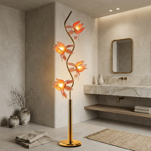 Lampe sur pied à pétales de lotus, lumière d'appoint florale pour la décoration intérieure du salon et de la chambre - Product Image 3
