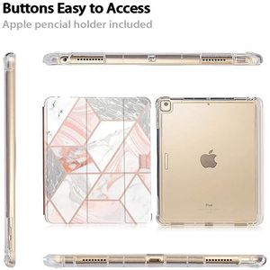 Ốp Lưng Máy Tính Bảng Bảo Vệ Toàn Diện 12.9 Inch Ốp Lưng Folio Đế Màu Hồng Hoa Văn Đá Cẩm Thạch Vỏ Thông Minh Cho <span class=keywords><strong>iPad</strong></span> Mới 2021 - Product Image 4