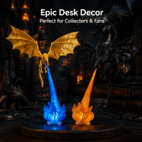 Lampe LED Dragon Souffleur de Feu Imprimée en 3D, Décoration de Bureau Fantaisie, Figurine de Collection, Cadeau