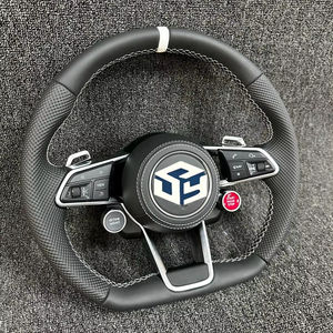 Volant sport en cuir <span class=keywords><strong>rouge</strong></span> sur mesure avec surpiqûres personnalisées pour <span class=keywords><strong>Audi</strong></span> B8 B9 <span class=keywords><strong>R8</strong></span> Q5 Q3 MK3 TTRS TTS MK2 S3 Accessoires de voiture - Product Image 1