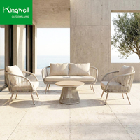 Ensemble de salon de jardin moderne en rotin, résistant à l'eau, avec structure en aluminium écologique, pour villas de villégiature et jardins.