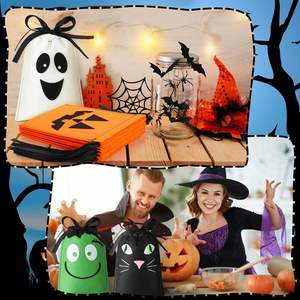 24 Uds. Bolsas de fieltro para Halloween, bolsas de regalo con cordón para truco o trato, fiesta de Halloween - Product Image 6