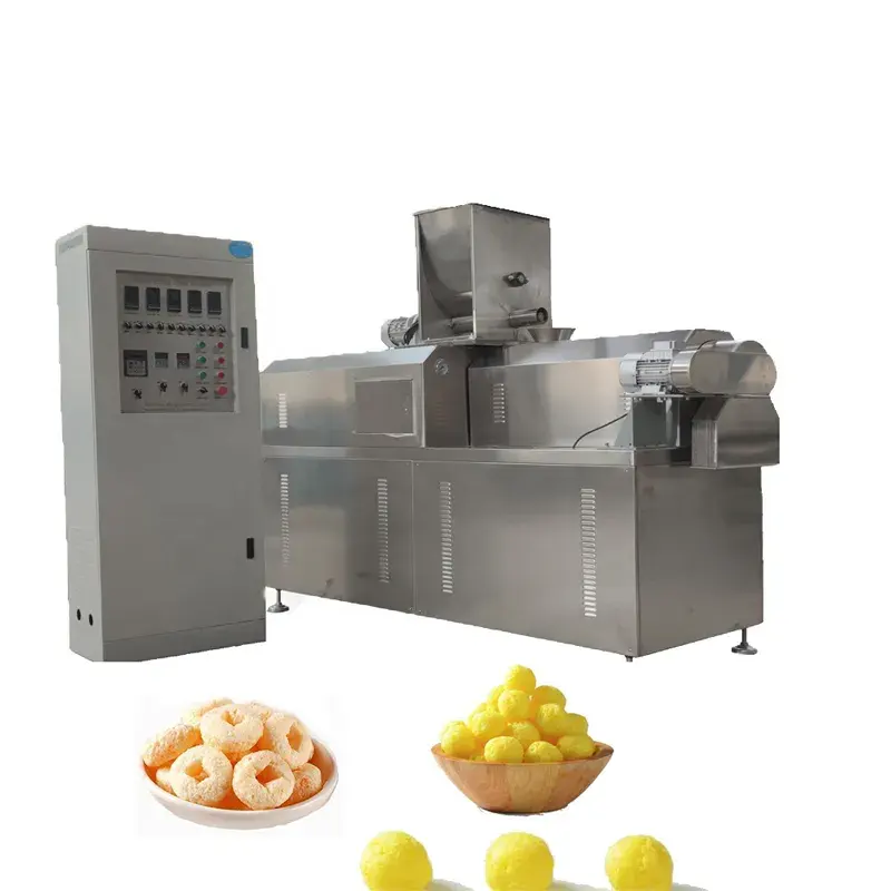 Máquina de fabricación de patatas fritas de arroz extruido de maíz inflado totalmente automática pequeñas máquinas de aperitivos de maíz