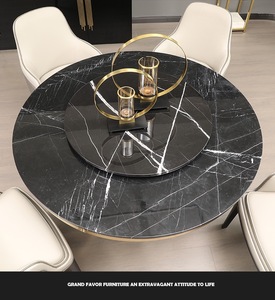 Luxury Gold Stainless Steel <b>Round</b> <b>Dining</b> <b>Table</b> <b>Set</b> Top Modern 8 Seater <b>Dining</b> <b>Table</b> <b>Set</b> UP-<b>4</b>-1 Marble Top Modern Di - Product Image 4