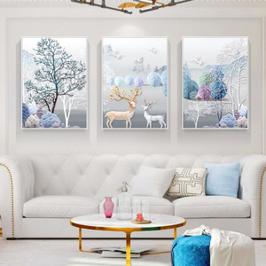 3 pannello di Modern Wall Tela Deer Flamingo Del Pavone Animale Immagine Della Parete Pittura Opere D'arte Decorativa Domestica di Immagini Modulari