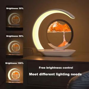 Smart Multifunctional 3D Modern Sand Painting Effect <b>Rechargeable</b> Wireless 15W Charging Night <b>Light</b> Table Lamp - Product Image 6