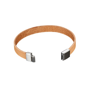 Classic Orange <b>Leather</b> Cuff <b>Bracelet</b> with Silver Clasp Unisex Fashion Jewelry - Product Image 2
