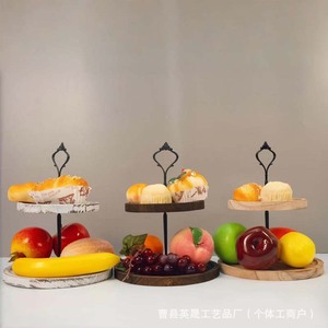 ชั้นวางเค้กไม้หยิงเซิง 3 ชั้น ขาเหล็ก สำหรับจัดแสดงขนมหวานในงานเลี้ยงน้ำชา - Product Image 4