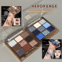 Palette de fards à paupières 9 couleurs tons froids bleu gris noir maquillage yeux smoky finition mate métallique pailletée